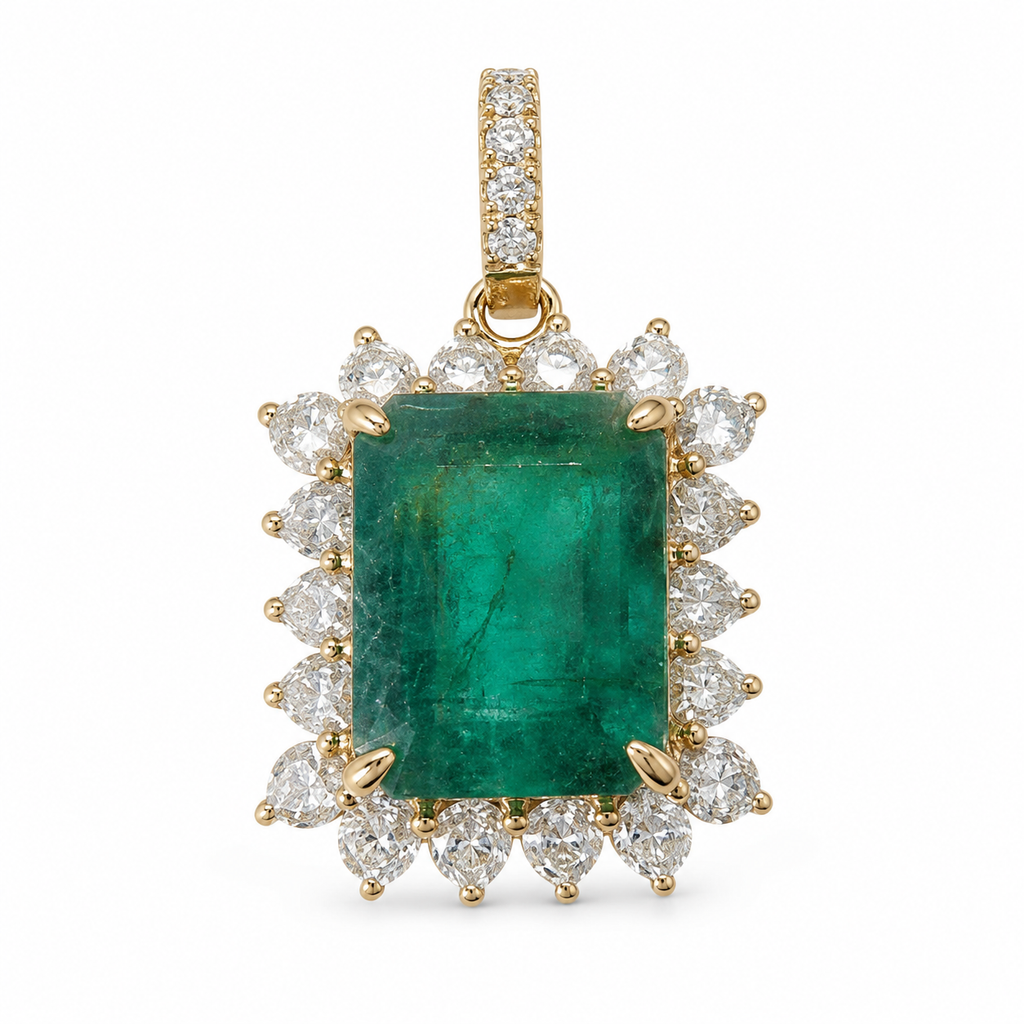Emerald-Cut Emerald Charm