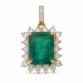 Emerald-Cut Emerald Charm