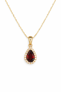PEAR GARNET HALO NECKLACE