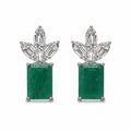 Emerald & Baguette Diamond Studs