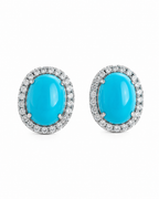 Oval Turquoise Halo Studs