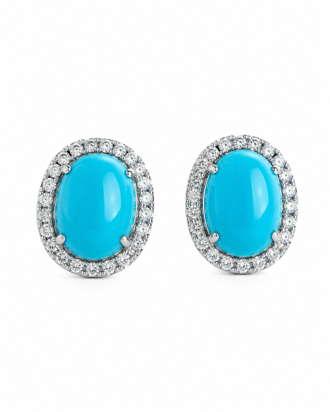 Oval Turquoise Halo Studs