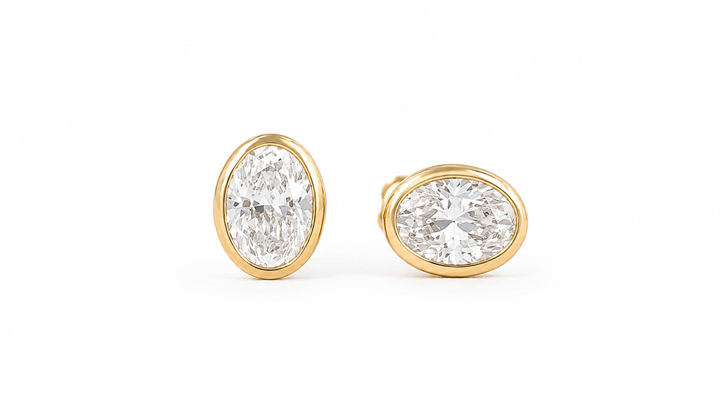 Oval Bezel Lab Diamond Studs