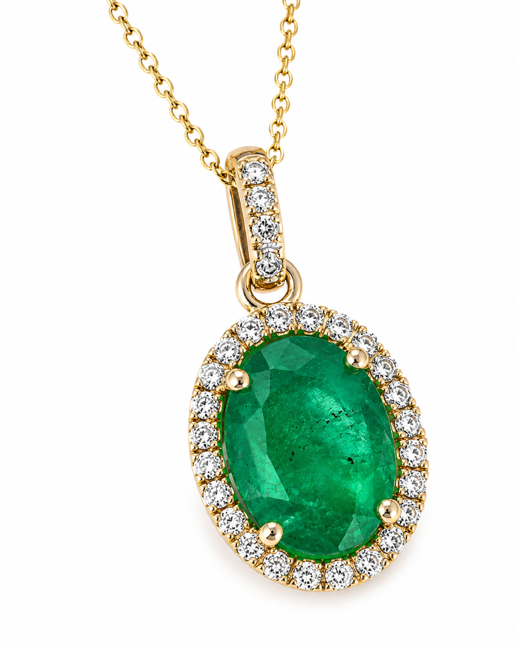 Oval Emerald Diamond Necklace