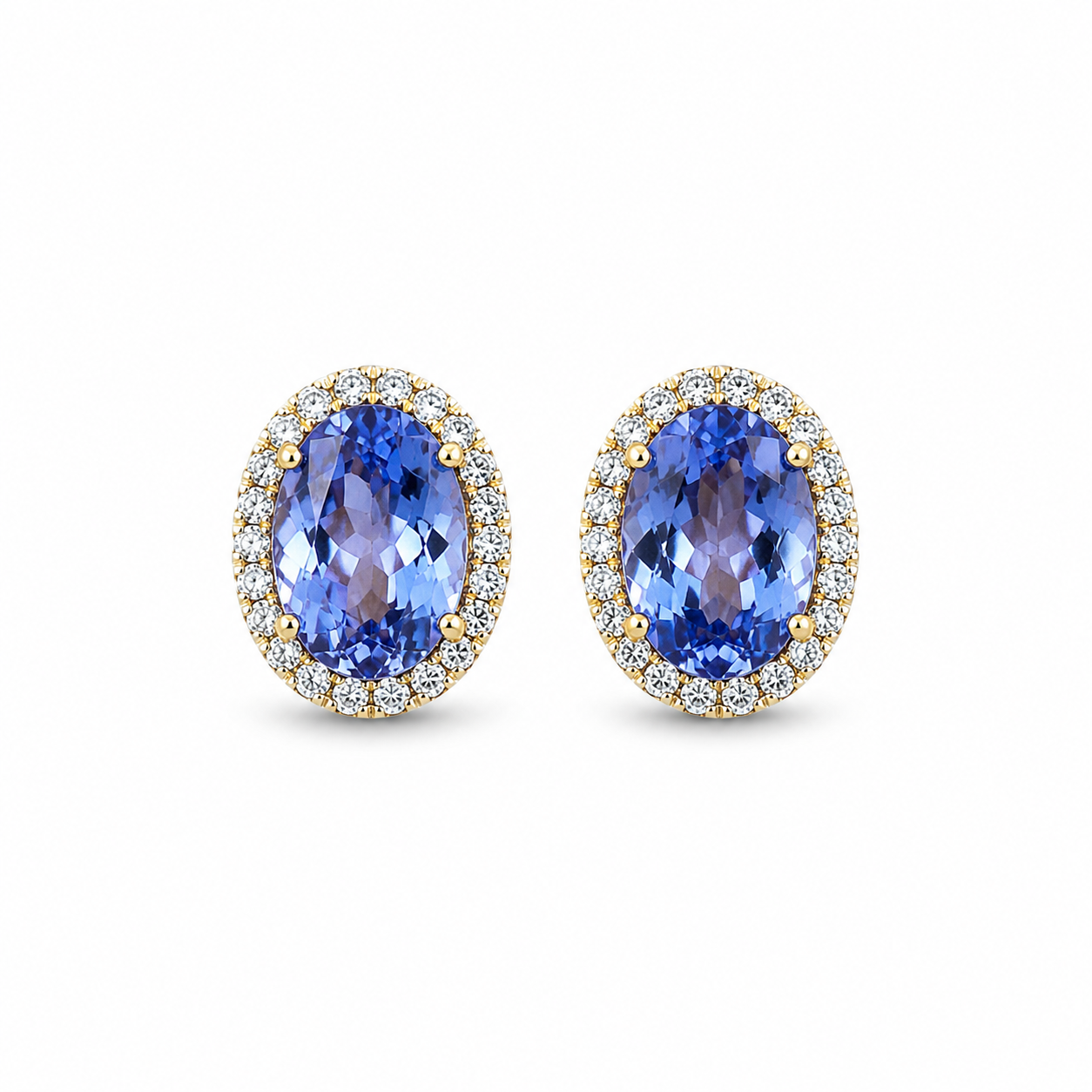 Tanzanite Halo Studs