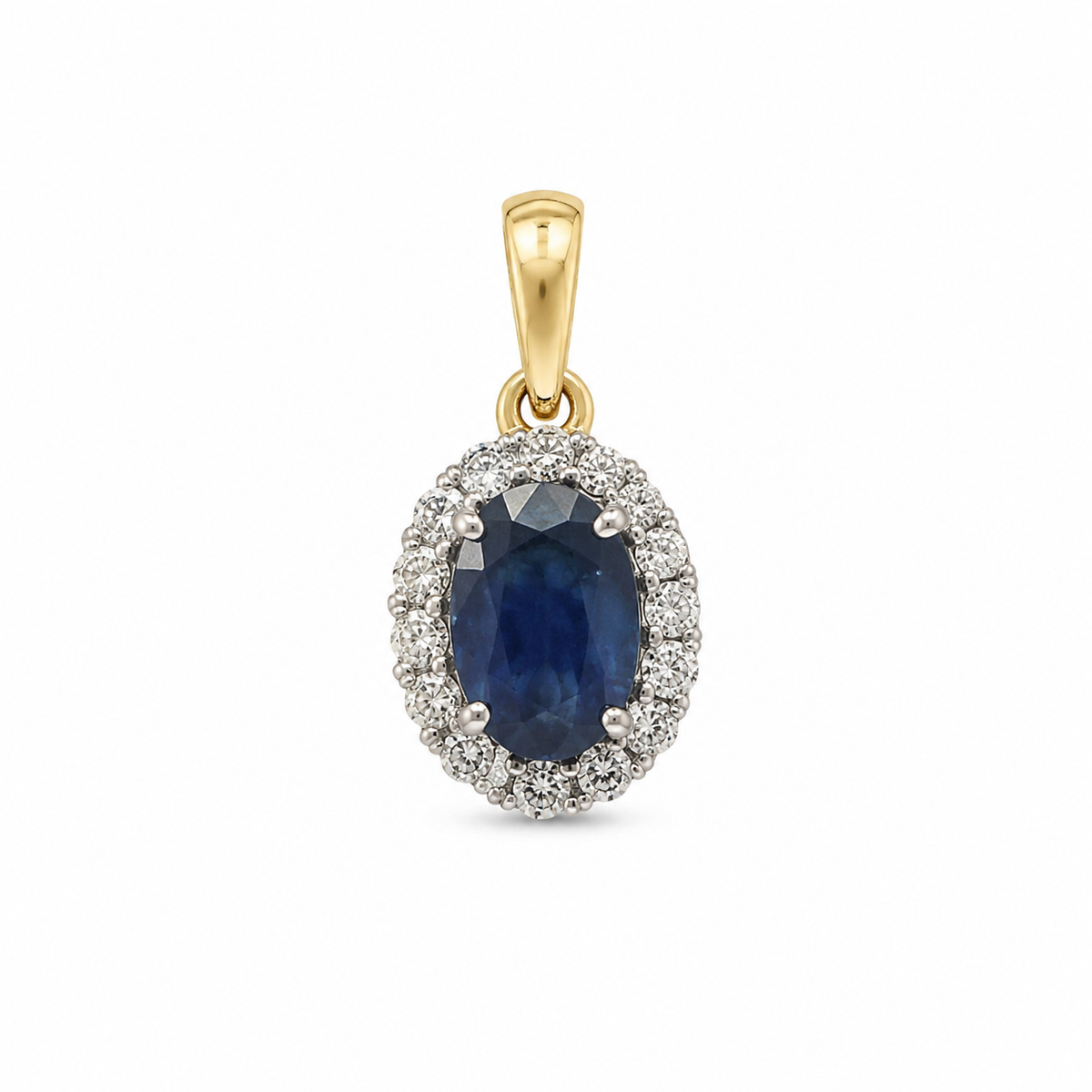 Oval Sapphire Diamond Halo Charm