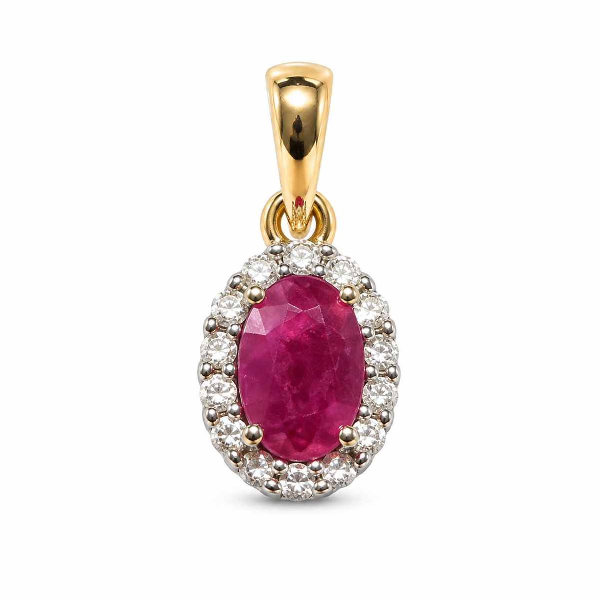 Oval Ruby Diamond Halo Charm