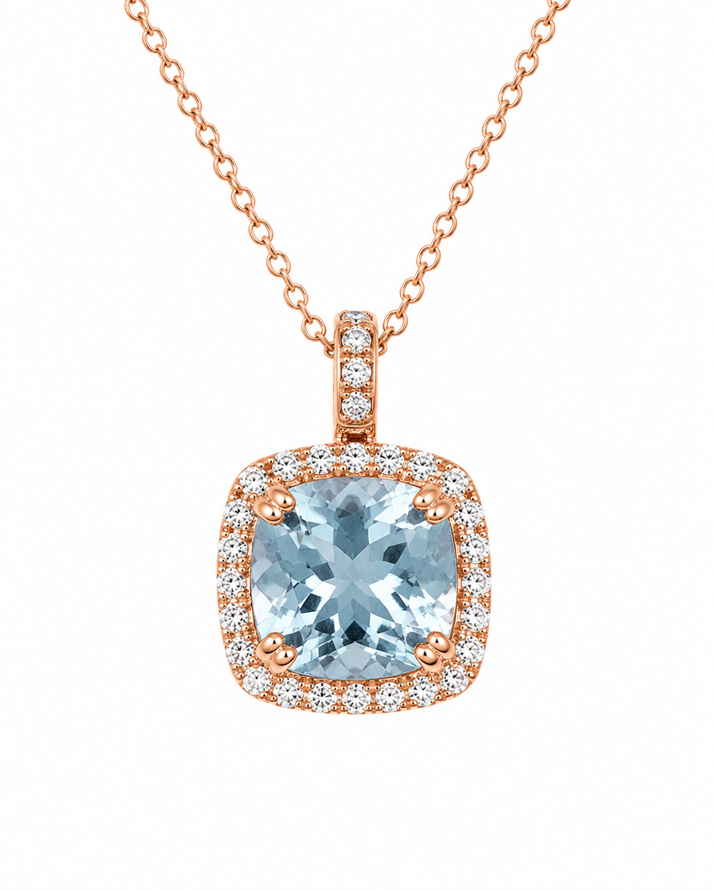 Aquamarine Rose Gold Necklace