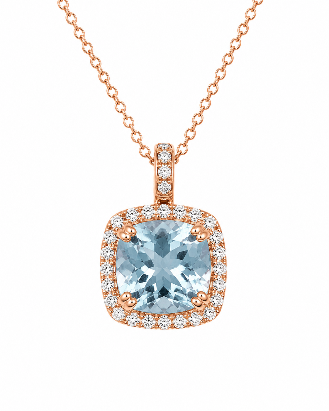 Aquamarine Rose Gold Necklace