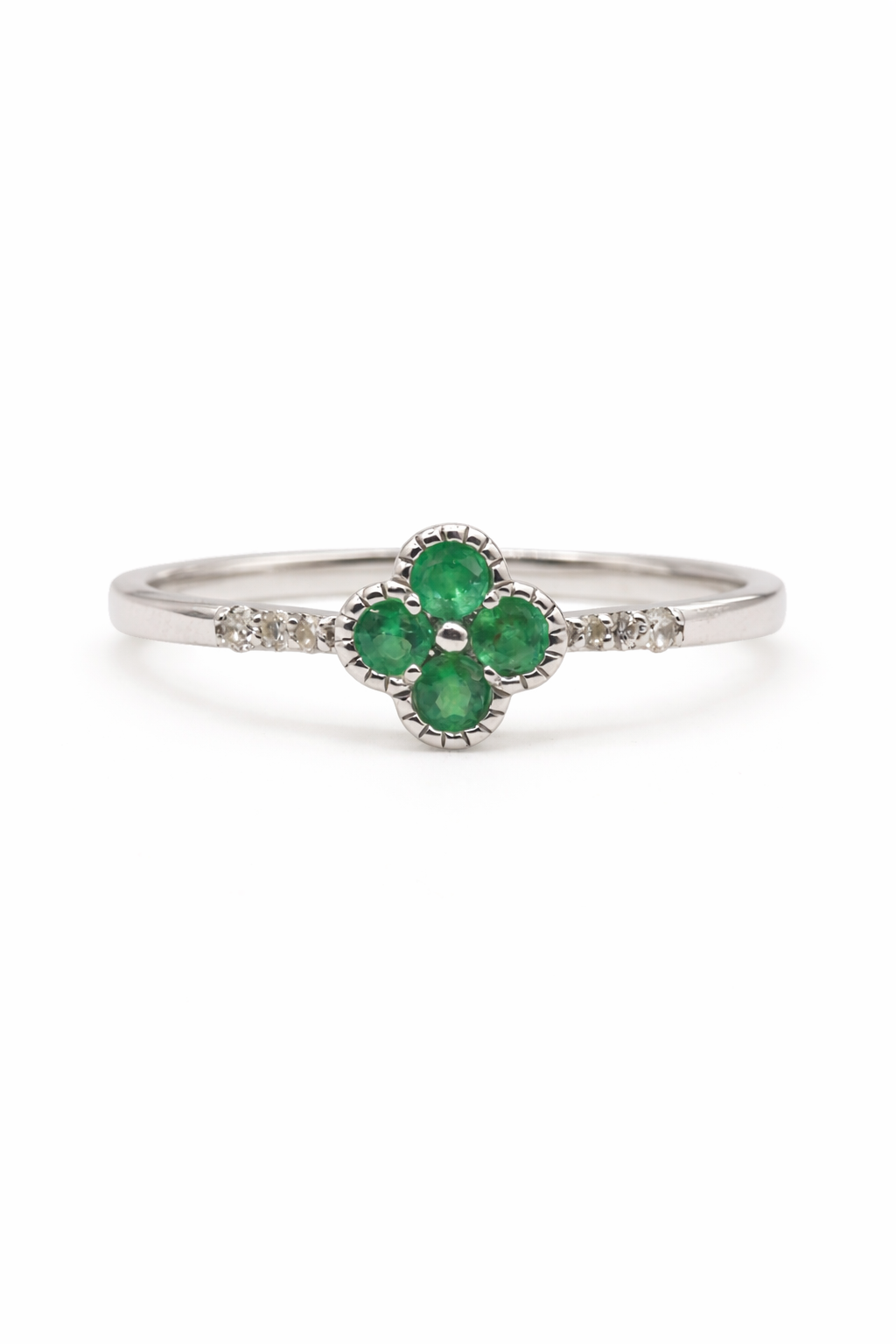 EMERALD CLOVER RING