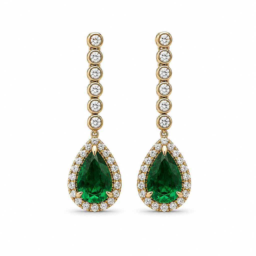 Pear Emerald Drop Earrings