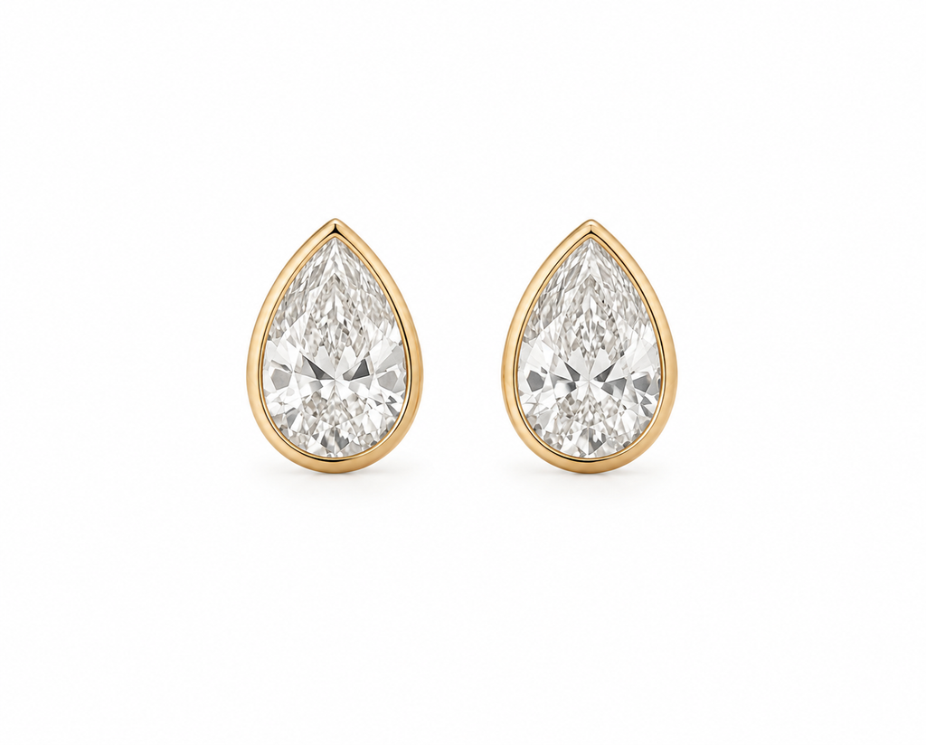 Pear Bezel Lab Diamond Studs