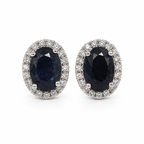Oval Sapphire Halo Studs