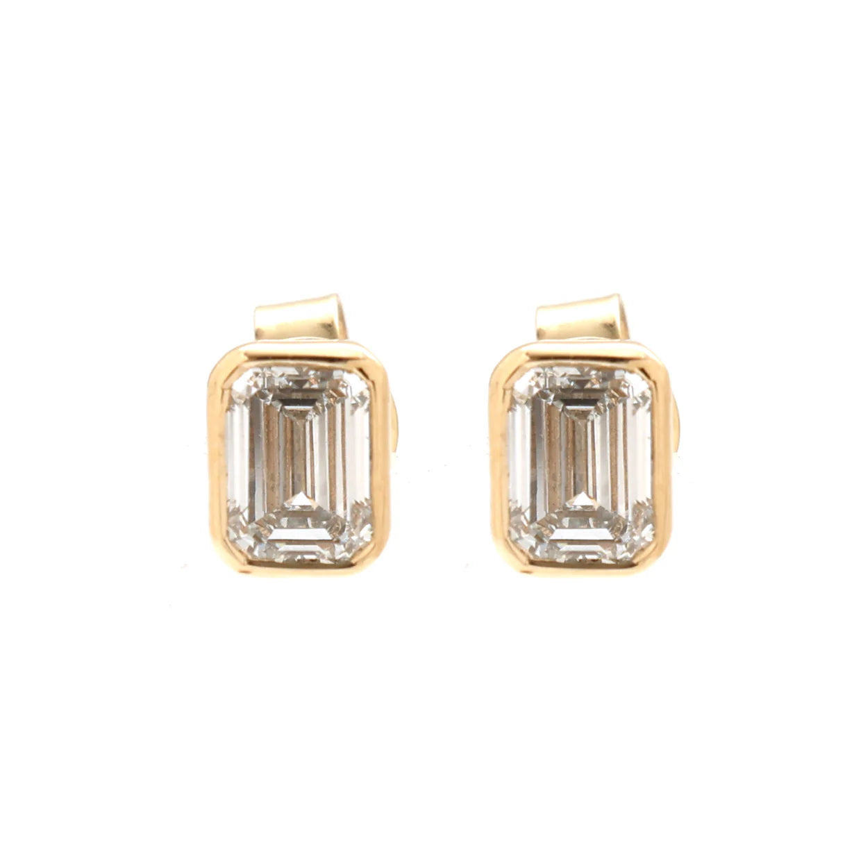Emerald Cut Bezel Studs LGD