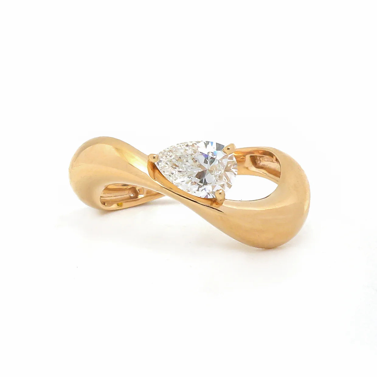 Lab Diamond Pear Bypass Ring