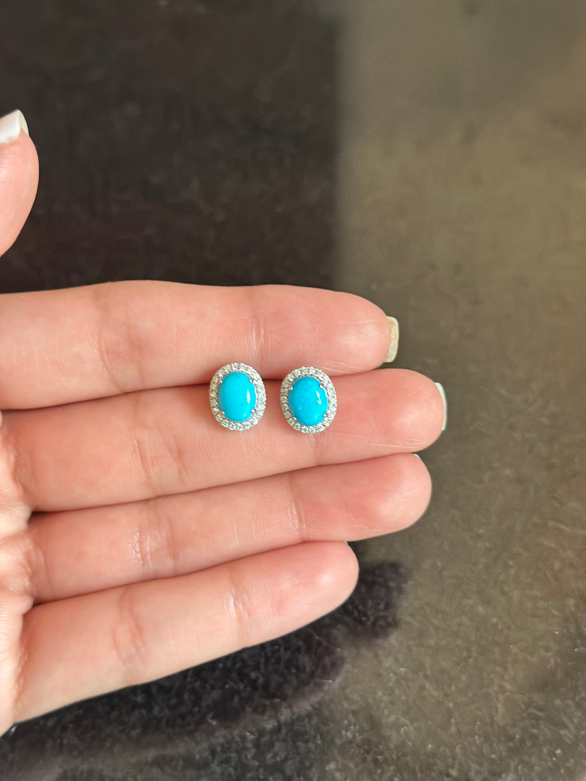 Oval Turquoise Halo Studs