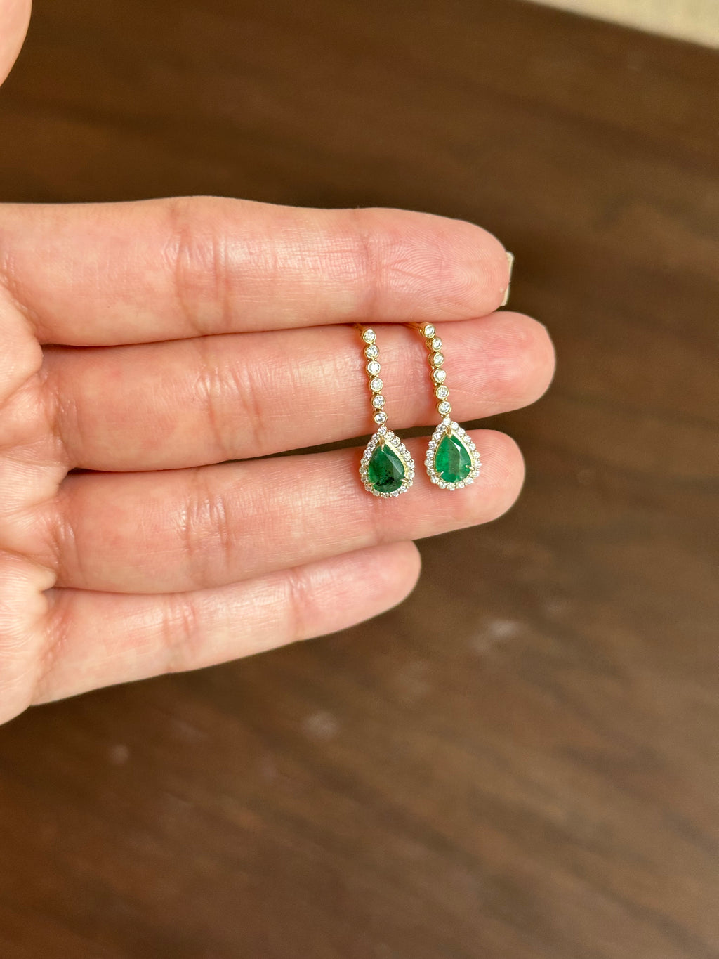 Pear Emerald Drop Earrings