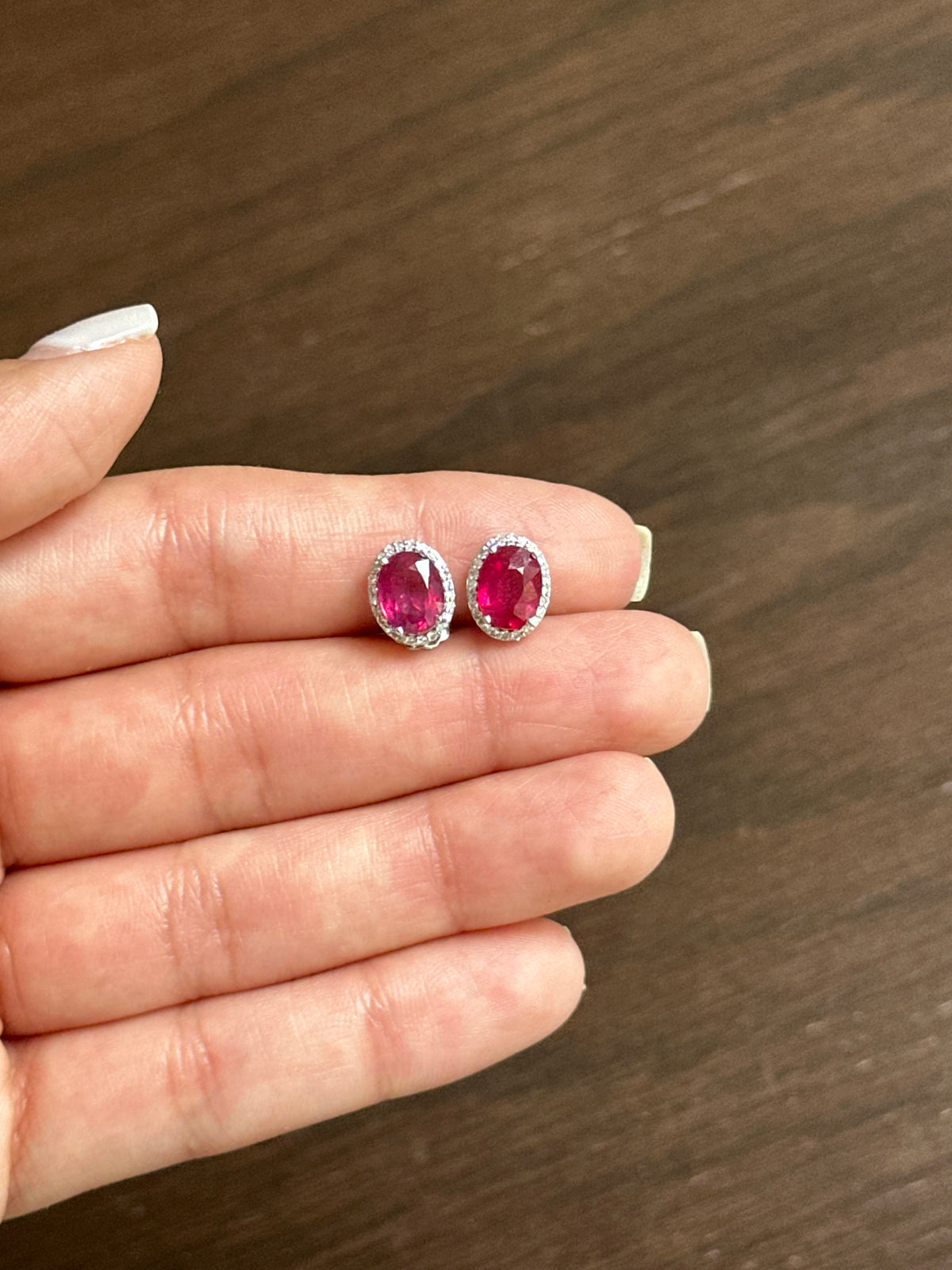 Ruby White Gold Studs