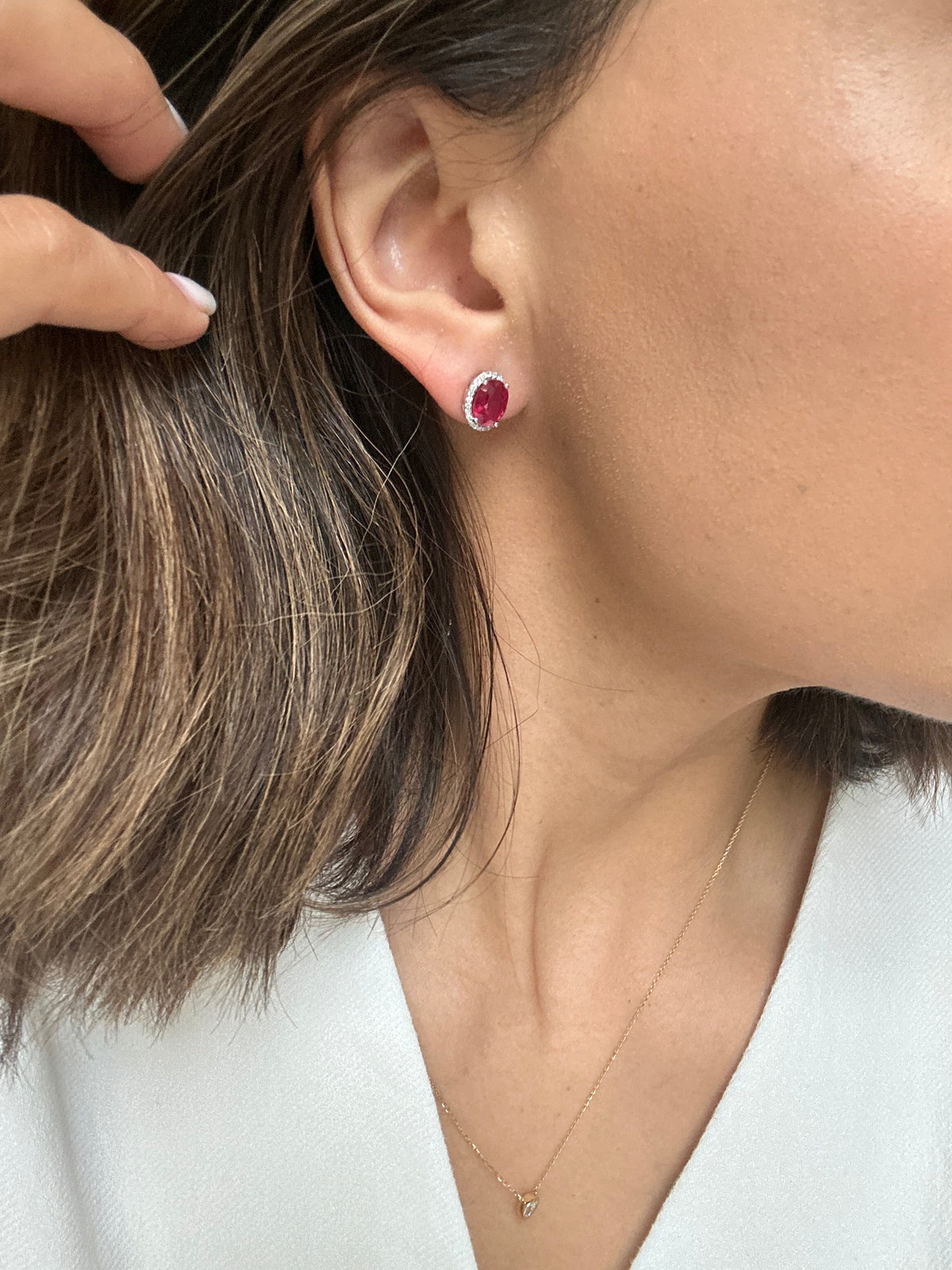 Ruby White Gold Studs