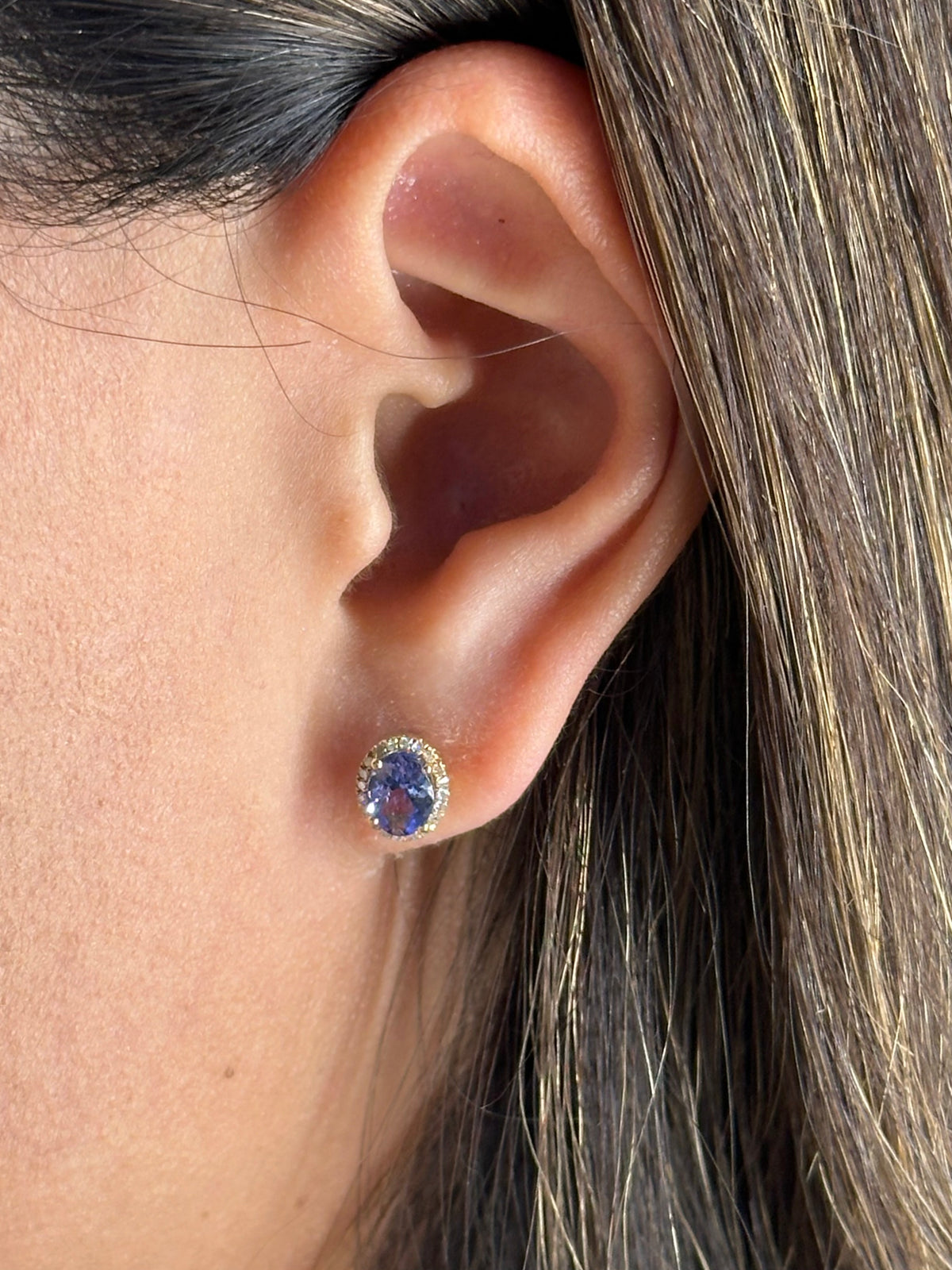 Tanzanite Halo Studs