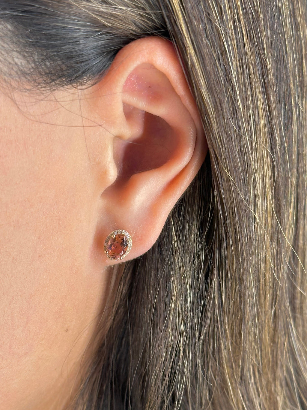 Pink Tourmaline Studs