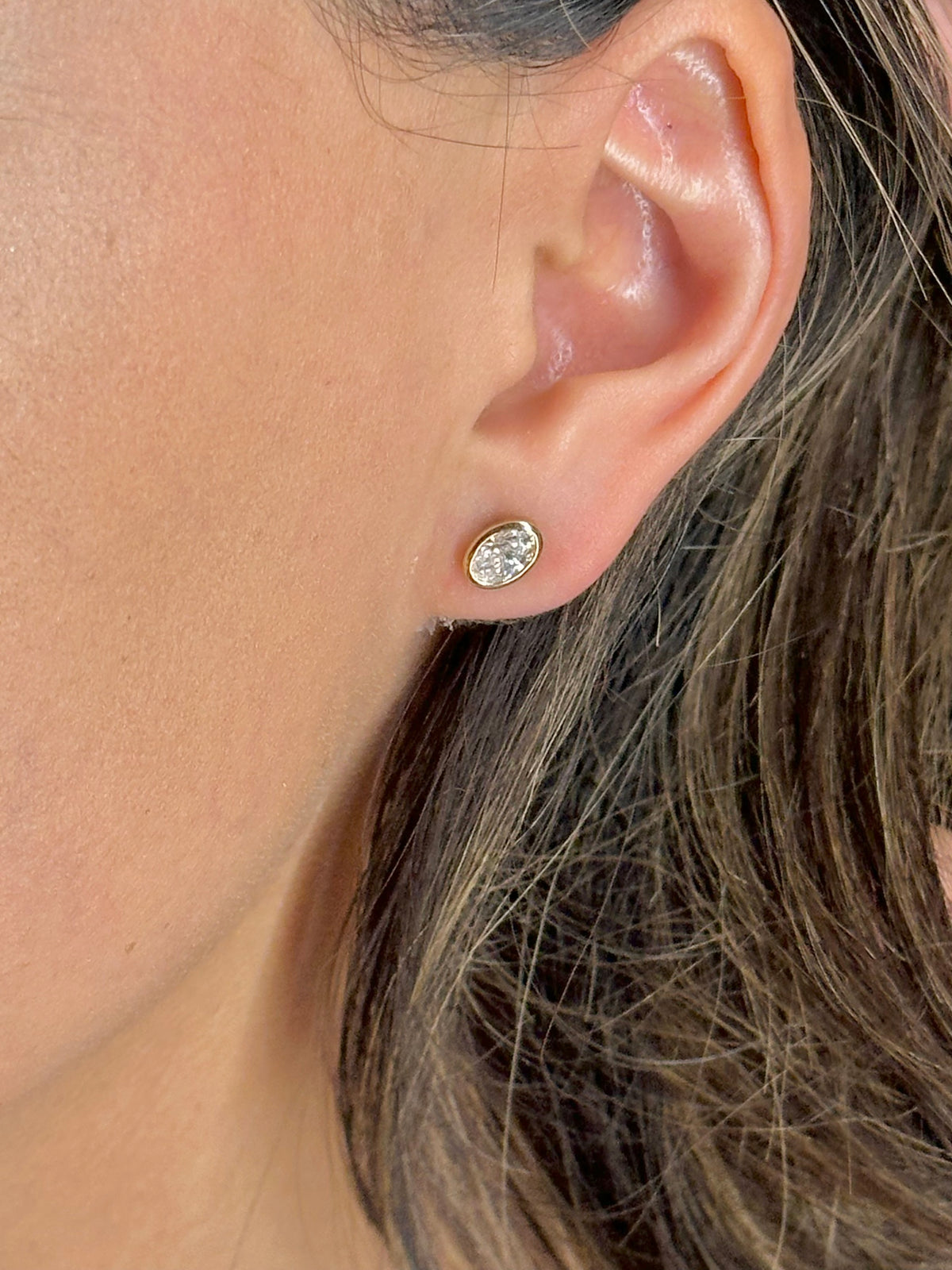 Oval Bezel Lab Diamond Studs