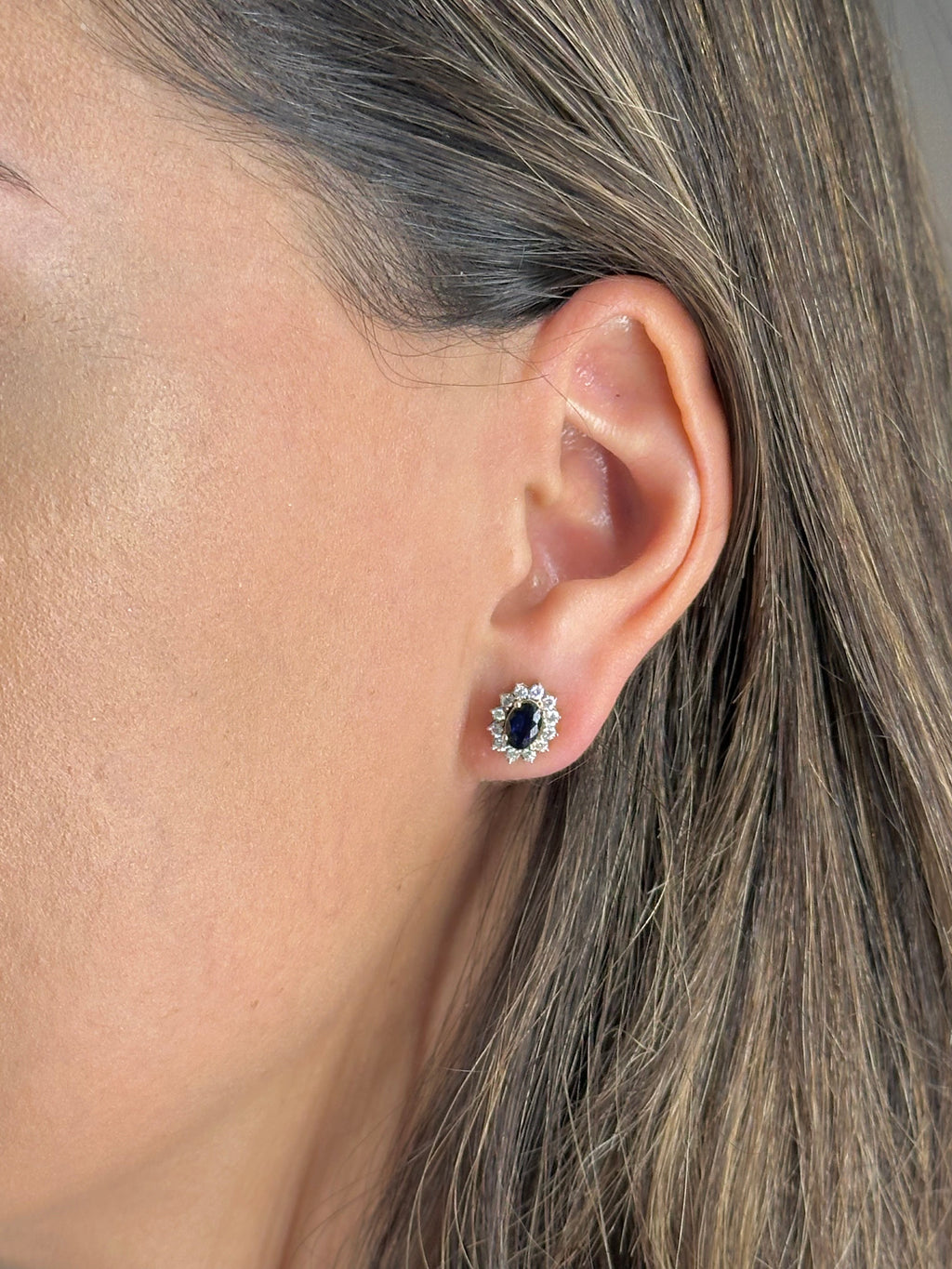 Sapphire Halo Studs