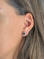 Sapphire Halo Studs