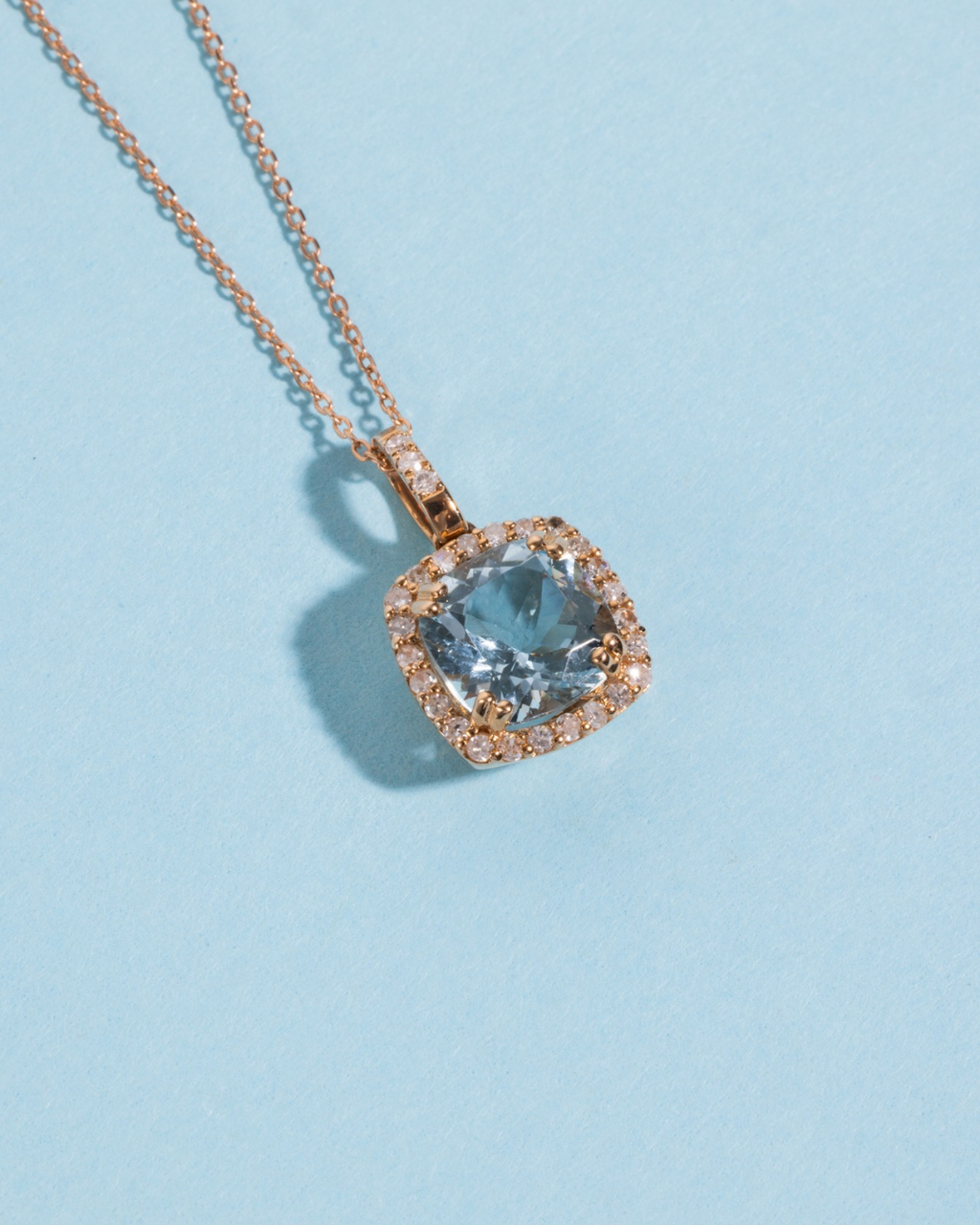 Aquamarine Rose Gold Necklace
