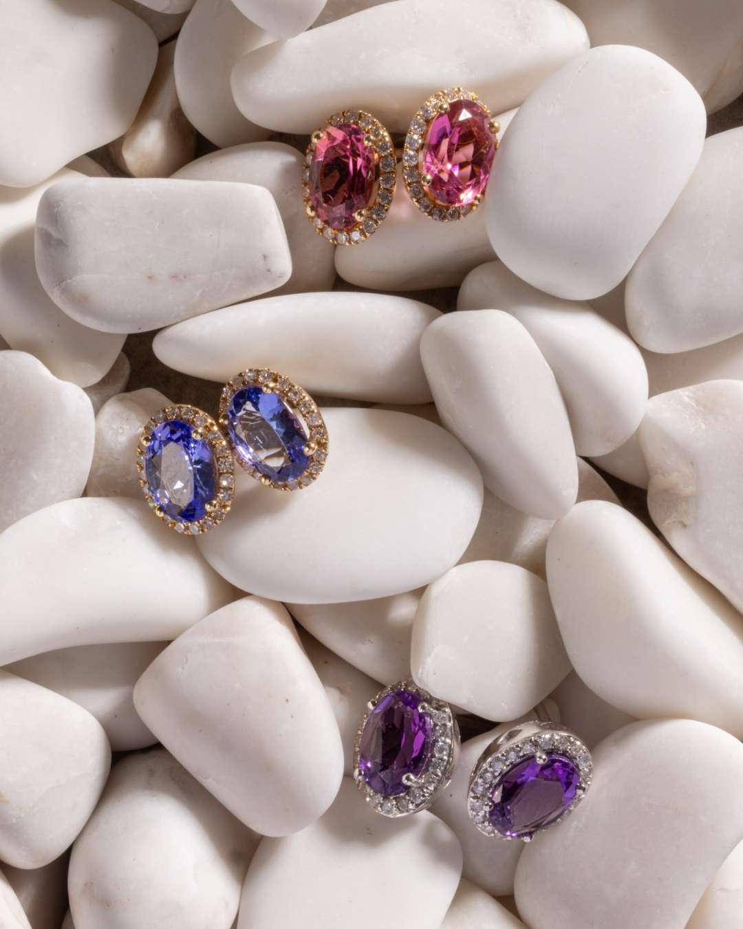 Tanzanite Halo Studs