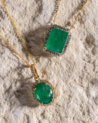 Oval Emerald Diamond Necklace